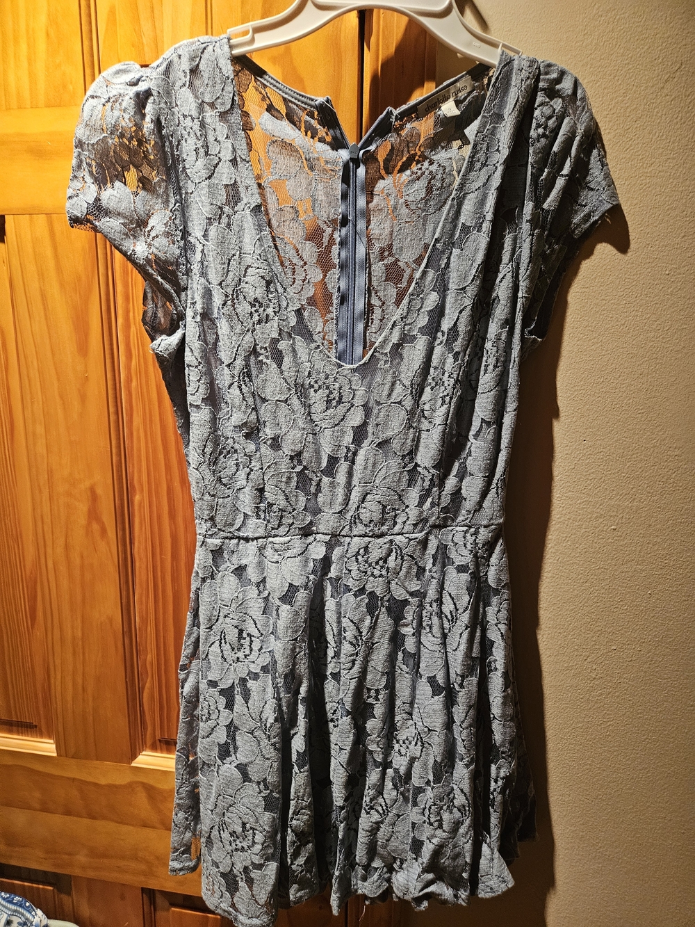 Charlotte Russe Dusty Blue Lace Romper